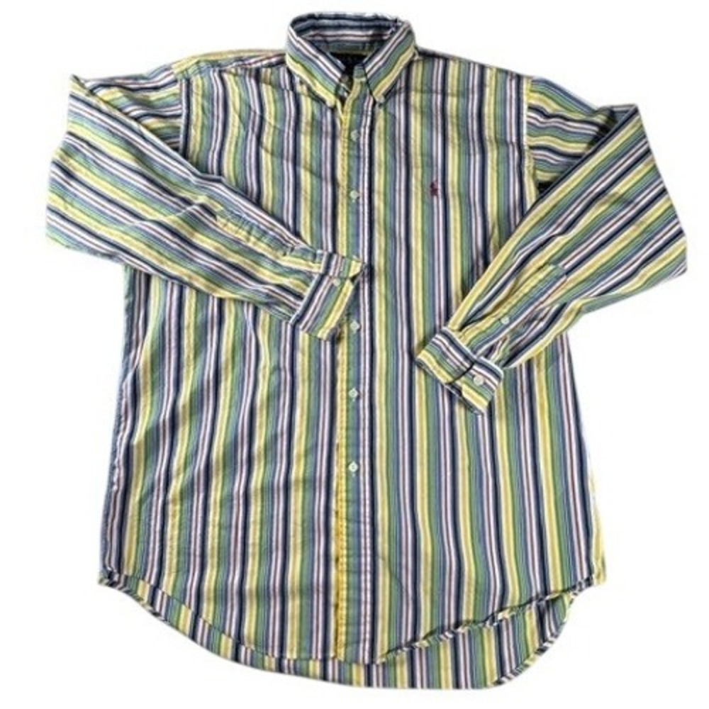 Ralph Lauren Button Down Mens M Multi Color Stripe Classic Fit Long Sleeve Shirt